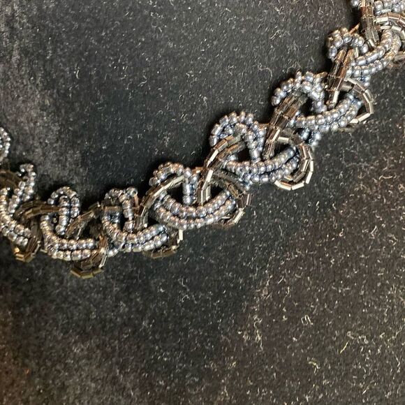 #405 Sapphire and Black Braided Bead Choker - Picture 3 of 7